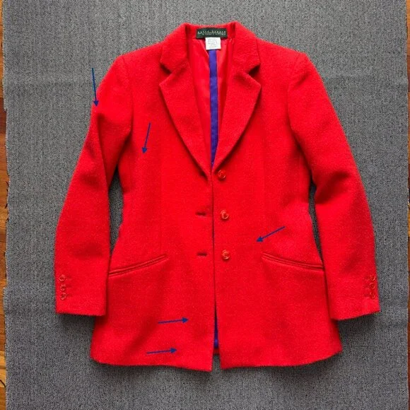 Wool Alpaca Blend Blazer Harvé Benard Red Jacket - Picture 15 of 17